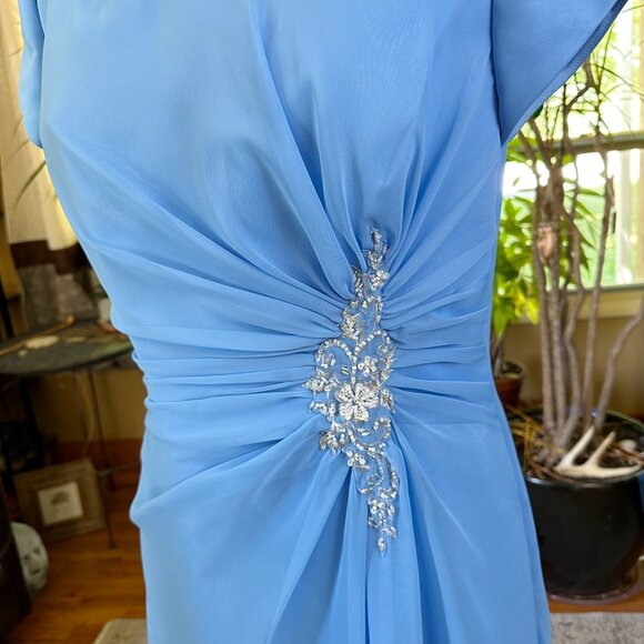 Bonny‎ Blue Wedding Bridesmaid Dress Mother of Bride 14 Beaded Embellishment - Picture 8 of 8